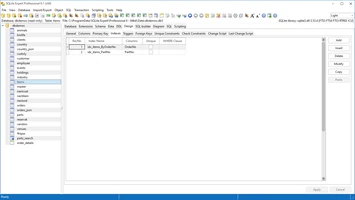 Table designer — indexes