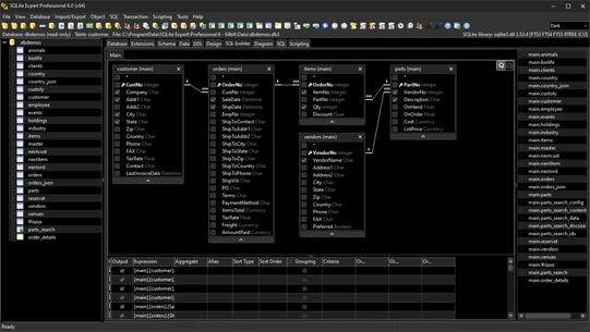 Visual Query Builder (dark skin)