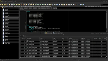 SQL editor and results grid (dark skin)