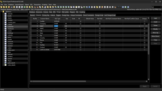 Visual table designer (dark skin)